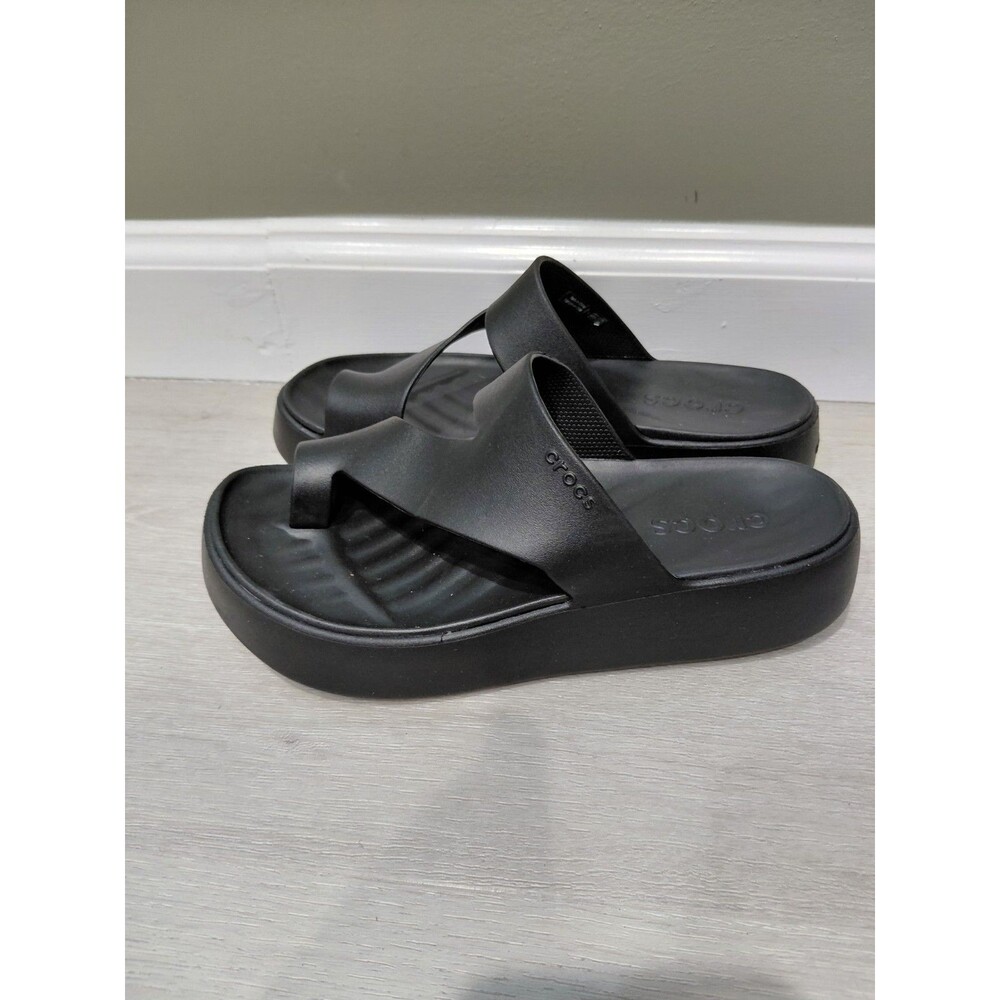 Crocs Getaway Platform Sandal Toe Loop Black Womens Size 6